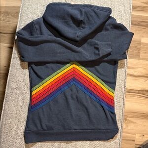 VTG Aviator Nation 7 Stripe Rainbow Mountain Charcoal Full Zip Hoodie Medium